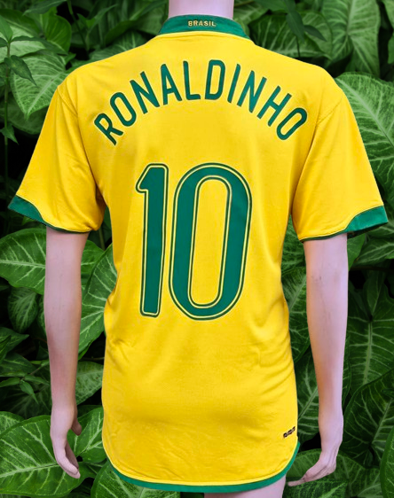 BRAZIL 2006 WORLD CUP QUATER FINALS RONALDINHO 10 HOME JERSEY NIKE SHIRT CAMISETA  X-LARGE